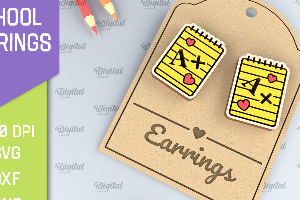 Σετ των 3 Intra απο ξύλο plywood 3mm-4mm πάχος – Σχολικά σκουλαρίκια. Κοσμήματα Δίασταση  5x5 cm INTRAFABR-96059104