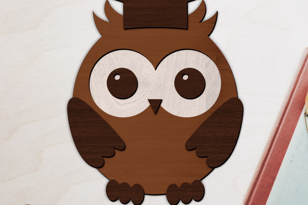 Intra απο ξύλο plywood 3mm-4mm πάχος – Διακοσμητικό πολυστρωματικό αρχείο σχολικής κουκουβάγιας Δίασταση  40x30 cm INTRAFABR-99166382