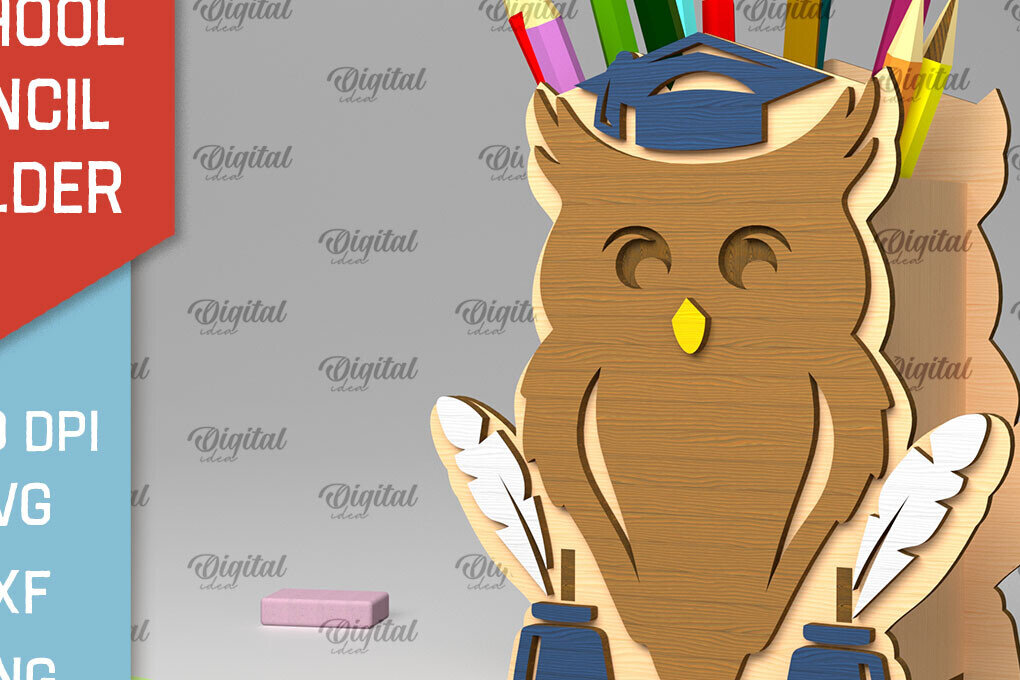 Σετ των 2 Intra απο ξύλο plywood 3mm-4mm πάχος – Σχολική Μολυβοθήκη  κοπής με λέιζερ Δίασταση  20x20 cm INTRAFABR-103362708