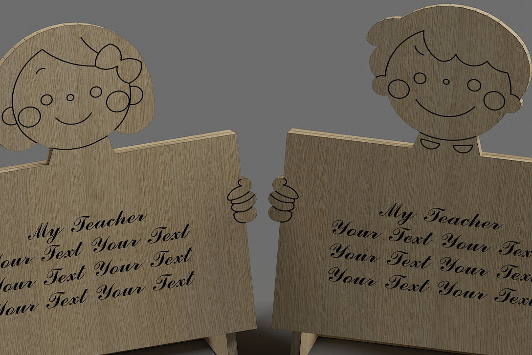 Σετ των 2 Intra απο ξύλο plywood 3mm-4mm πάχος – Προσωποποιημένη Πλακέτα Δασκάλου 282 Δίασταση  20x20 cm INTRAFABR-54607015