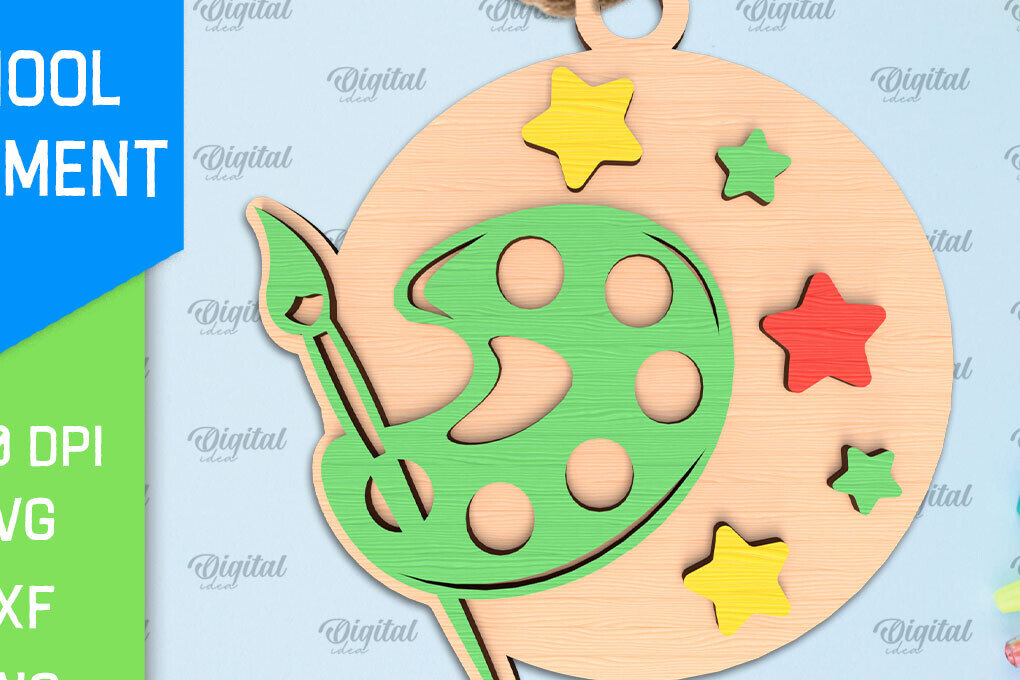 Σετ των 2 Intra απο ξύλο plywood 3mm-4mm πάχος – Σχολικό Ξύλινο Στολίδι Δίασταση  20x20 cm INTRAFABR-96735580