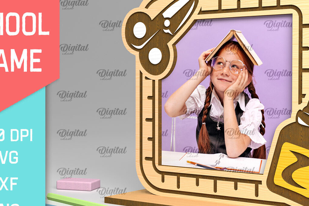 Σετ των 2 Intra απο ξύλο plywood 3mm-4mm πάχος – Σχολική ξύλινη κορνίζα φωτογραφιών Δίασταση  20x20 cm INTRAFABR-95644840