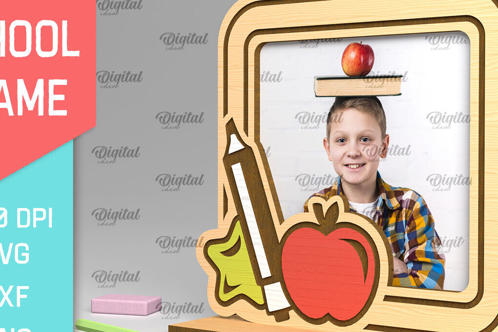 Σετ των 2 Intra απο ξύλο plywood 3mm-4mm πάχος – Σχολική ξύλινη κορνίζα φωτογραφιών Δίασταση  20x20 cm INTRAFABR-95644599