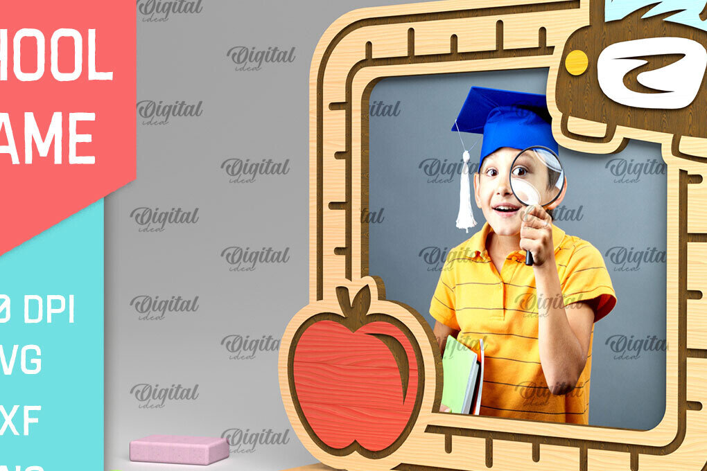 Σετ των 2 Intra απο ξύλο plywood 3mm-4mm πάχος – Σχολική ξύλινη κορνίζα φωτογραφιών Δίασταση  20x20 cm INTRAFABR-95644218