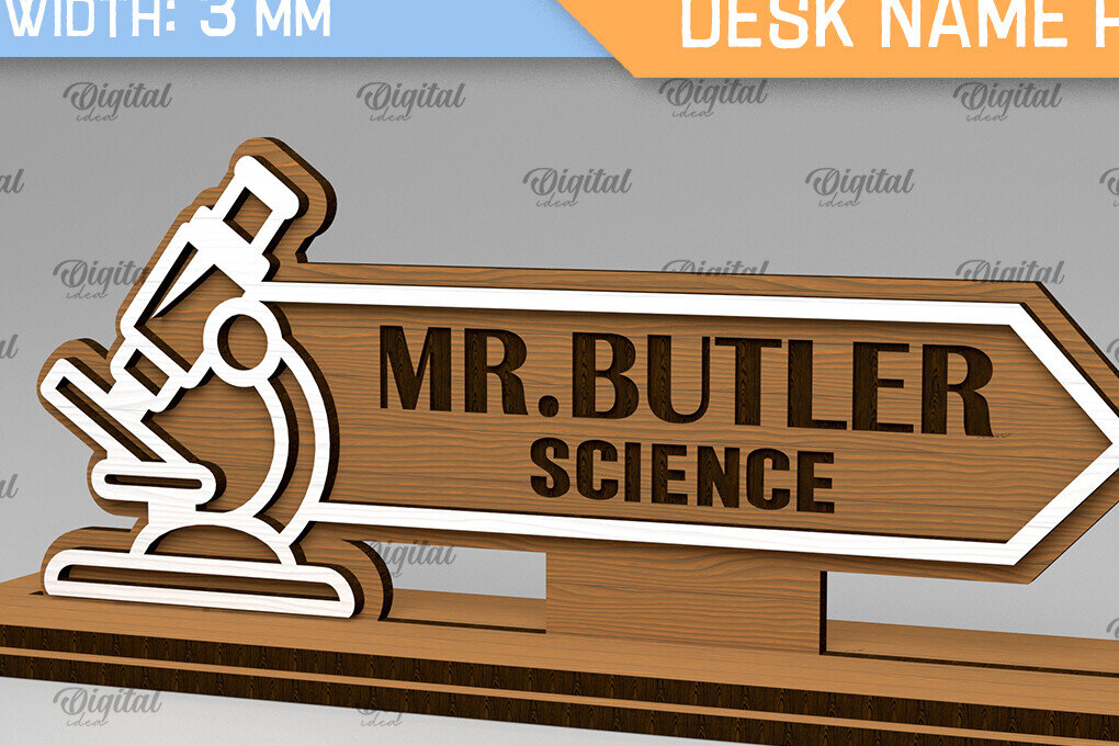 Σετ των 2 Intra απο ξύλο plywood 3mm-4mm πάχος – Science Teacher Desk Name Plate LaserCut Δίασταση  20x20 cm INTRAFABR-103440684