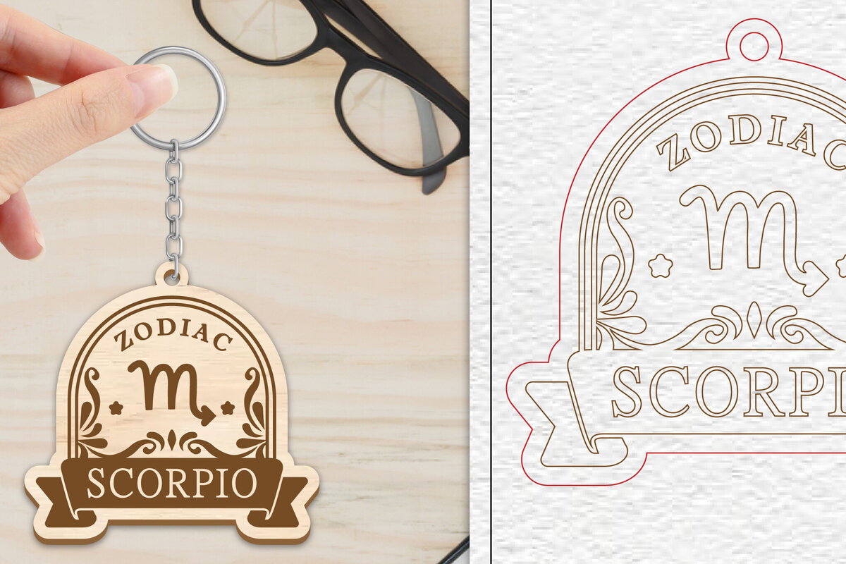 Σετ των 3 Intra απο ξύλο plywood 3mm-4mm πάχος – Scorpio Keychain | Ζώδιο Δίασταση  5x5 cm INTRAFABR-102168145