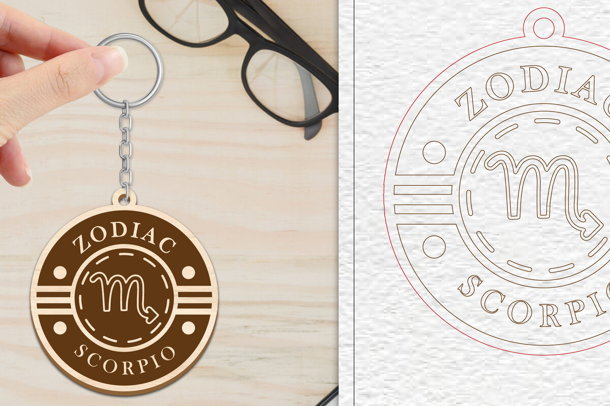 Σετ των 3 Intra απο ξύλο plywood 3mm-4mm πάχος – Scorpio Keychain | Ζώδιο Δίασταση  5x5 cm INTRAFABR-102217156