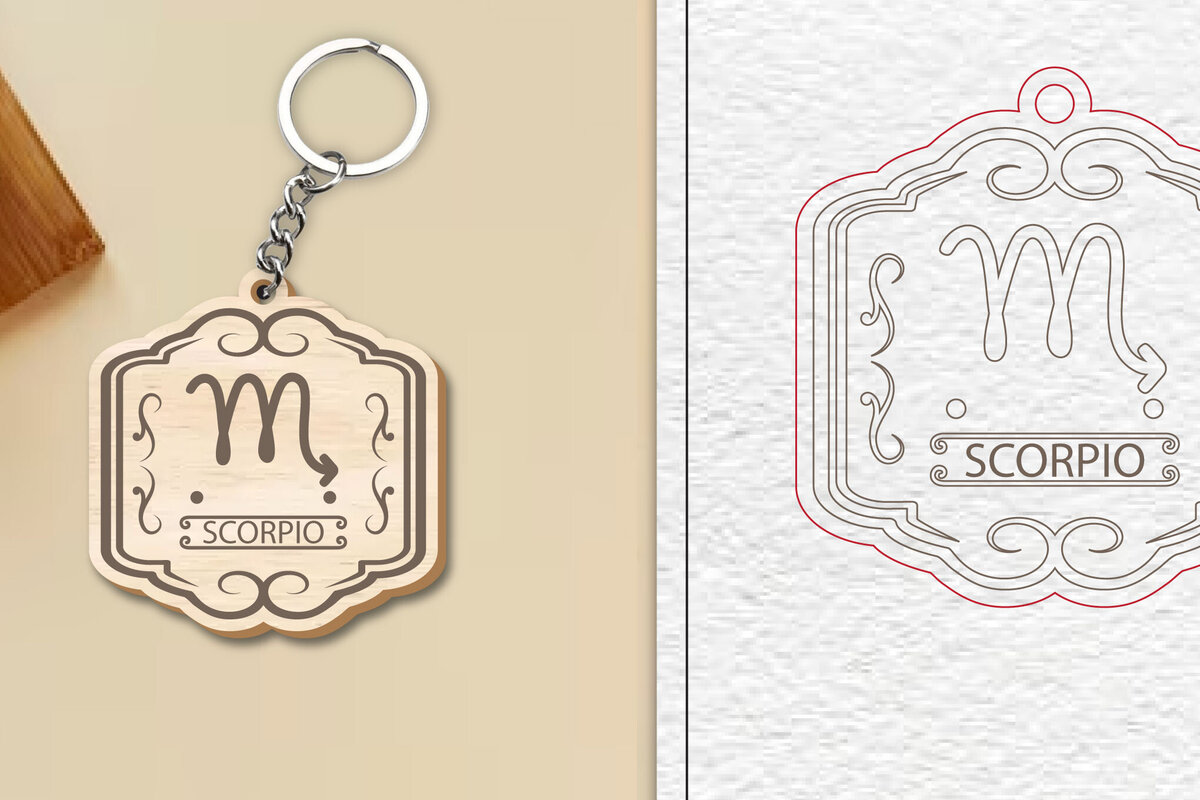 Σετ των 3 Intra απο ξύλο plywood 3mm-4mm πάχος – Scorpio Keychain | Ζώδιο Δίασταση  5x5 cm INTRAFABR-99830387