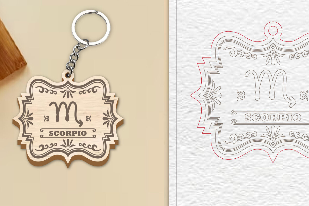 Σετ των 3 Intra απο ξύλο plywood 3mm-4mm πάχος – Scorpio Keychain | Ζώδιο Δίασταση  5x5 cm INTRAFABR-99972131