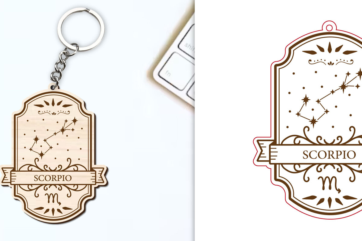 Σετ των 3 Intra απο ξύλο plywood 3mm-4mm πάχος – Scorpio Keychain | Ζώδιο Δίασταση  5x5 cm INTRAFABR-98419593
