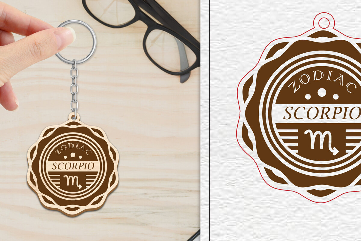 Σετ των 3 Intra απο ξύλο plywood 3mm-4mm πάχος – Scorpio Keychain | Zodiac Δίασταση  5x5 cm INTRAFABR-102288746