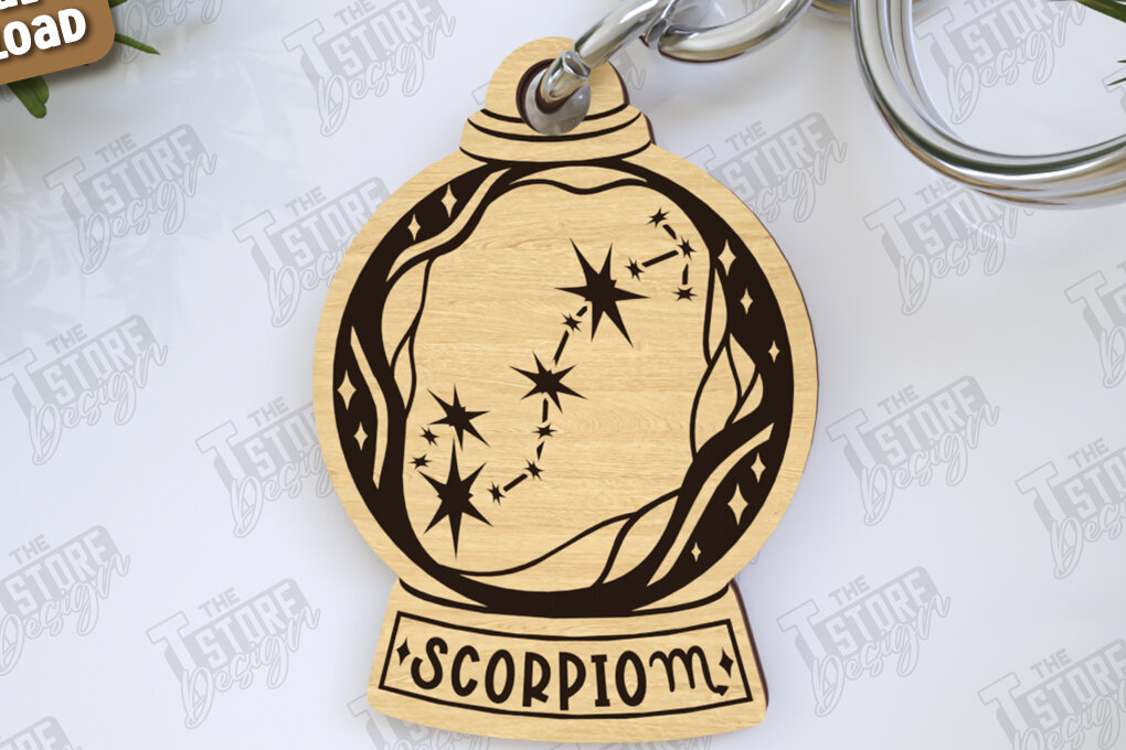 Σετ των 3 Intra απο ξύλο plywood 3mm-4mm πάχος – Scorpio Keychain Zodiac|Zodiac Δίασταση  5x5 cm INTRAFABR-123373799