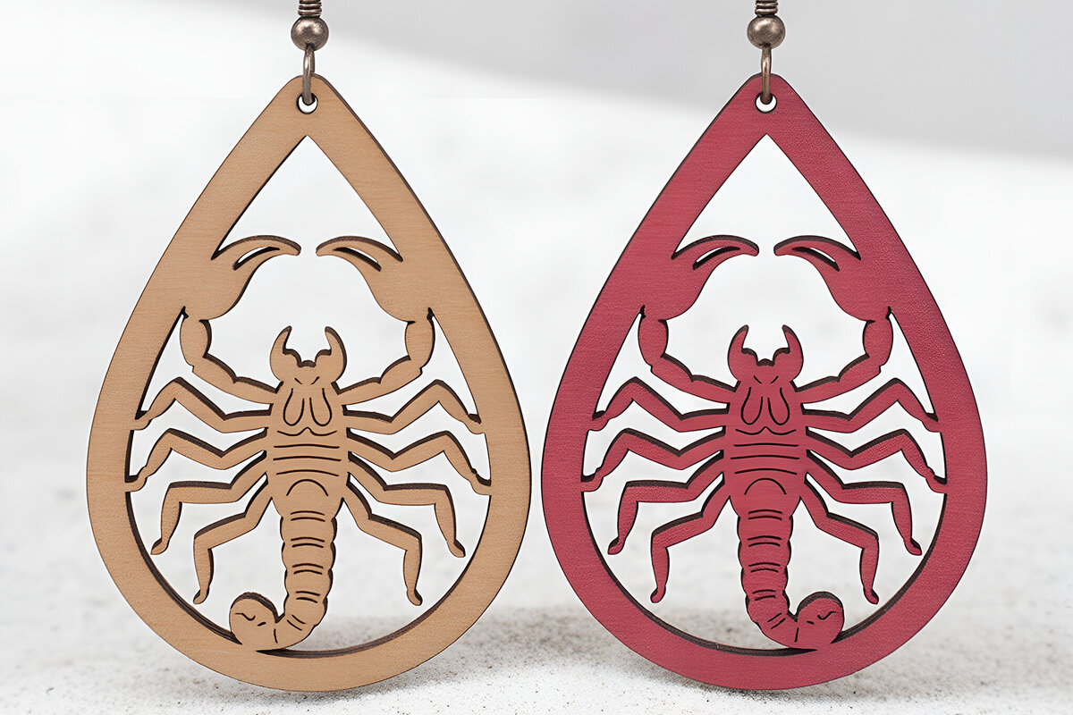 Σετ των 3 Intra απο ξύλο plywood 3mm-4mm πάχος – Scorpio Teardrop Earrings Δίασταση  5x5 cm INTRAFABR-121541732