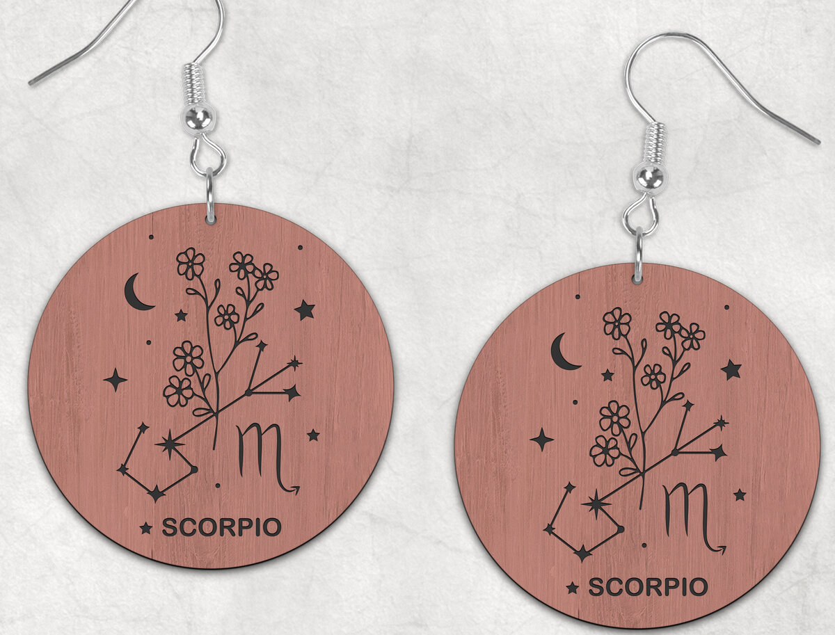 Σετ των 3 Intra απο ξύλο plywood 3mm-4mm πάχος – Σκουλαρίκια Scorpio Zodiac Boho Δίασταση  5x5 cm INTRAFABR-28537830