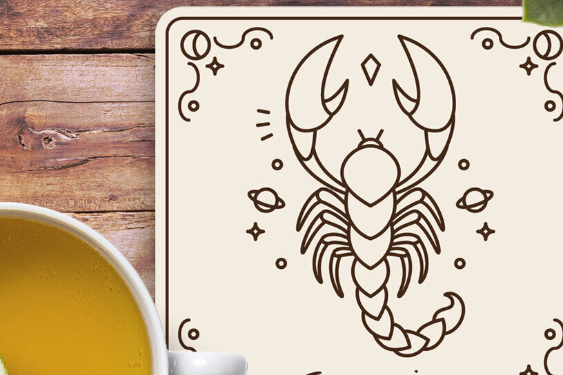 Σετ των 2 Intra απο ξύλο plywood 3mm-4mm πάχος – Scorpio Zodiac Coasters Χαρακτική με λέιζερ Δίασταση  20x20 cm INTRAFABR-122550403