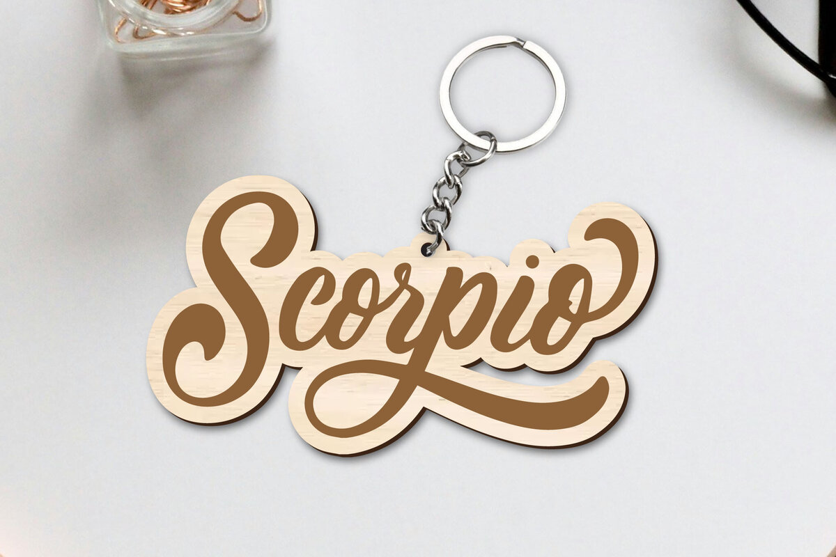 Σετ των 2 Intra απο ξύλο plywood 3mm-4mm πάχος – Scorpio Zodiac Key Chain Δίασταση  20x20 cm INTRAFABR-96829783