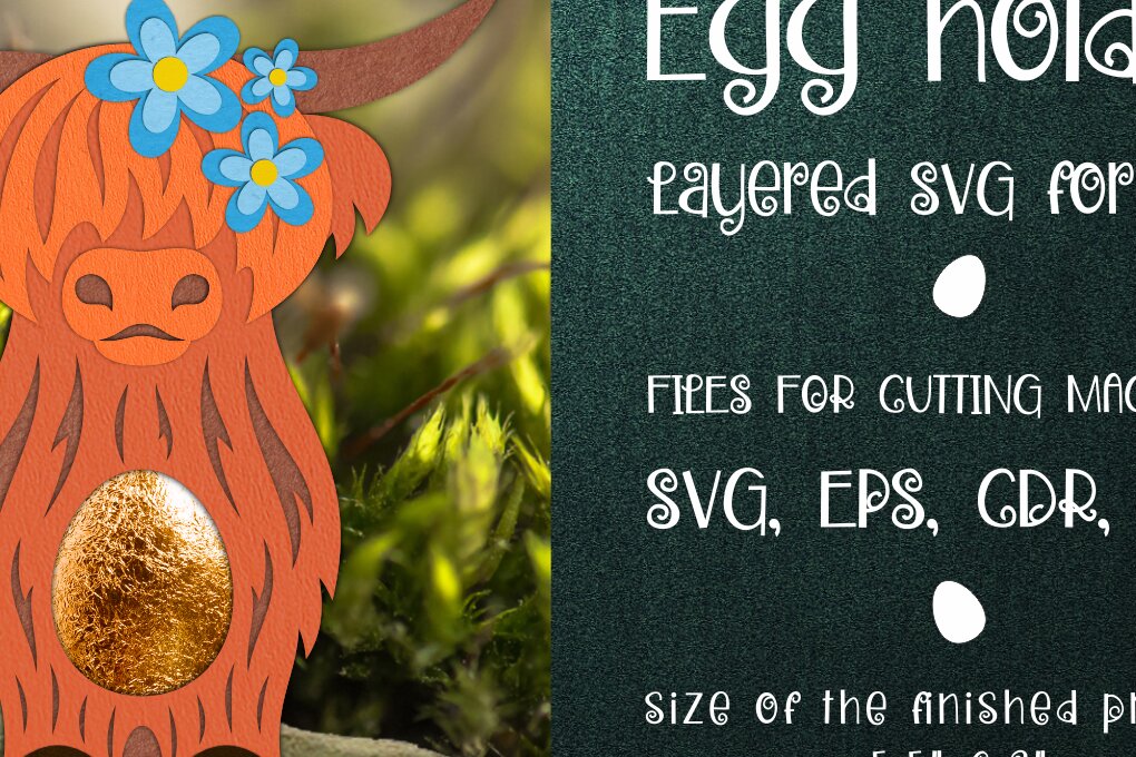 Σετ των 2 Intra απο ξύλο plywood 3mm-4mm πάχος – Κάτοχος Πασχαλινών Αυγών Σκωτίας Highland Cow Δίασταση  20x20 cm INTRAFABR-27073865