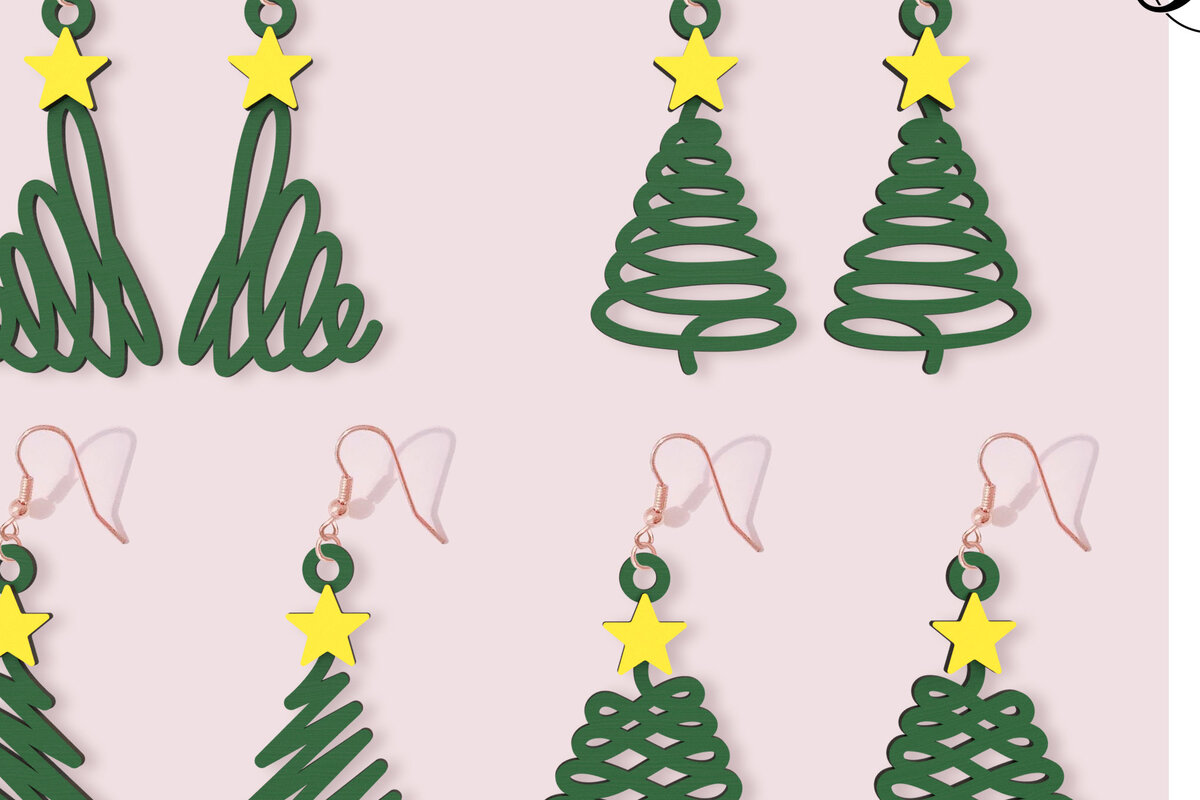 Σετ των 3 Intra απο ξύλο plywood 3mm-4mm πάχος – Σκουλαρίκια για χριστουγεννιάτικο δέντρο με σκαρίφημα Δίασταση  5x5 cm INTRAFABR-50948367