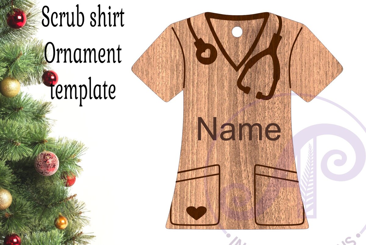 Σετ των 2 Intra απο ξύλο plywood 3mm-4mm πάχος – Scrubs Χριστουγεννιάτικο Στολίδι Δίασταση  20x20 cm INTRAFABR-81229842