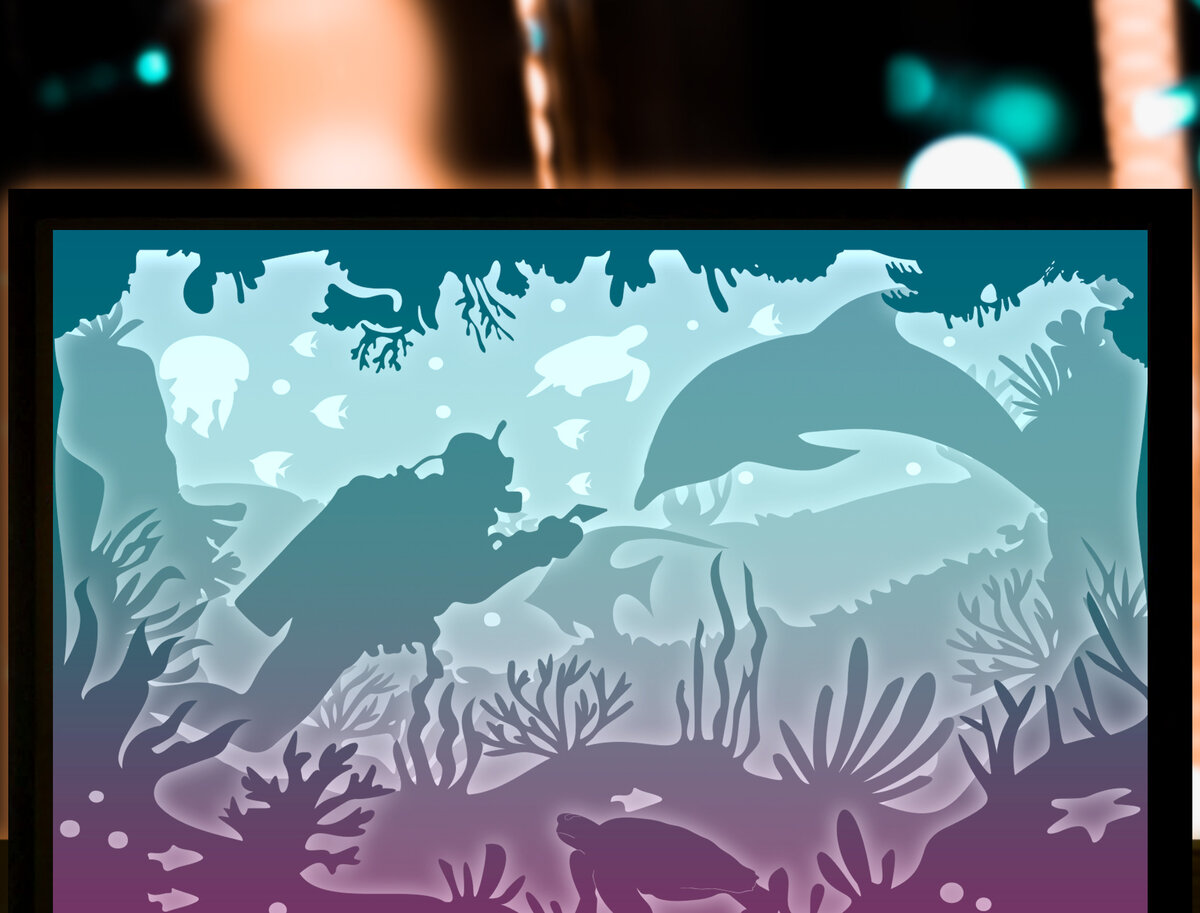 Σετ των 2 Intra απο ξύλο plywood 3mm-4mm πάχος – Scuba Diving Paper Cut Light Box Δίασταση  20x20 cm INTRAFABR-27687073