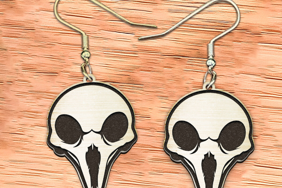 Σετ των 3 Intra απο ξύλο plywood 3mm-4mm πάχος – Σκουλαρίκια Scull Cut Laser. Halloween. Δίασταση  5x5 cm INTRAFABR-122535865