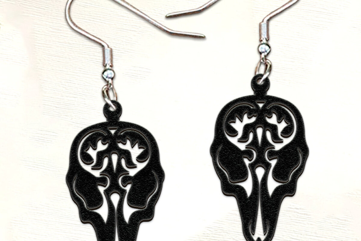 Σετ των 3 Intra απο ξύλο plywood 3mm-4mm πάχος – Σκουλαρίκια Scull Cut Laser. Halloween. Δίασταση  5x5 cm INTRAFABR-122536535