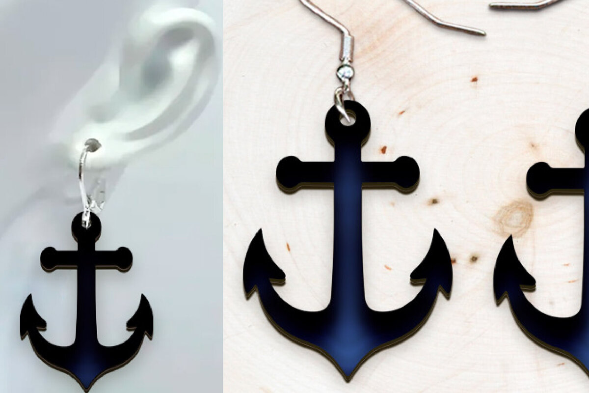 Σετ των 3 Intra απο ξύλο plywood 3mm-4mm πάχος – Σκουλαρίκια Sea Anchor. Δίασταση  5x5 cm INTRAFABR-121137113