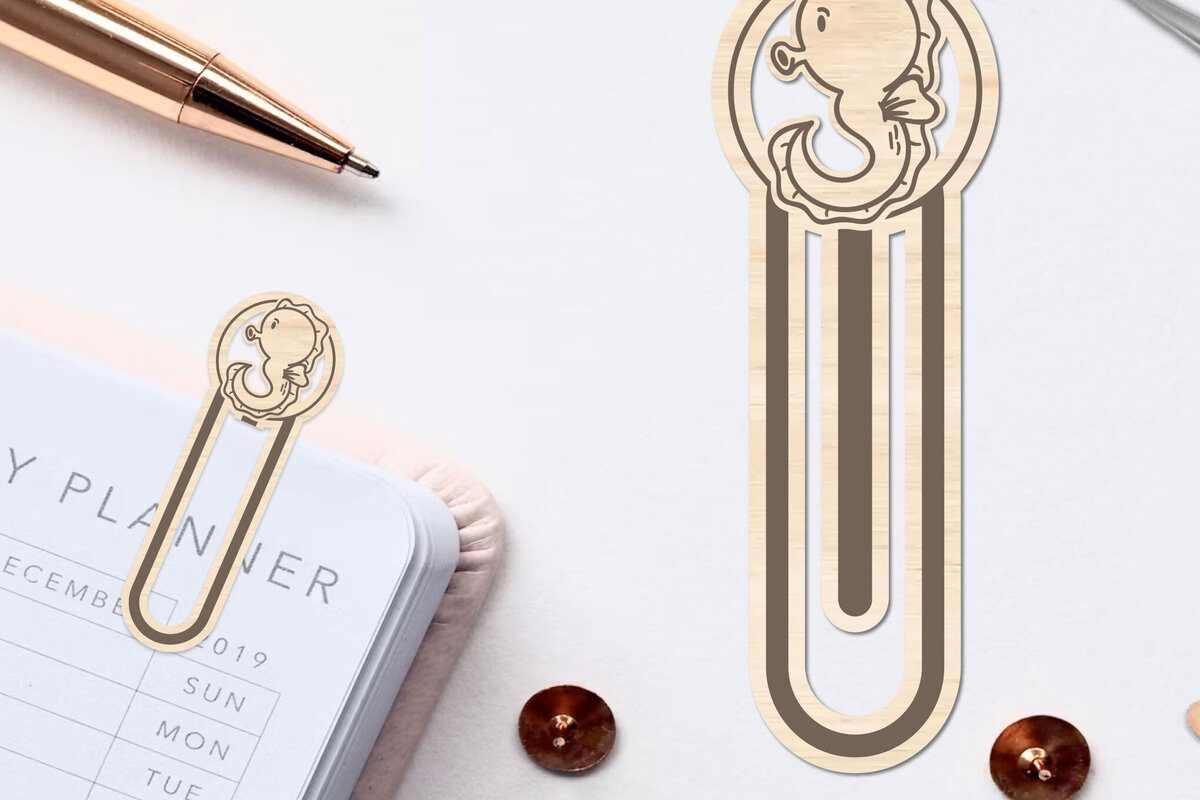 Σετ των 2 Intra απο ξύλο plywood 3mm-4mm πάχος – Θαλασσινό ζώο σελιδοδείκτης Χαρτοκόψιμο με λέιζερ Δίασταση  20x20 cm INTRAFABR-96564243