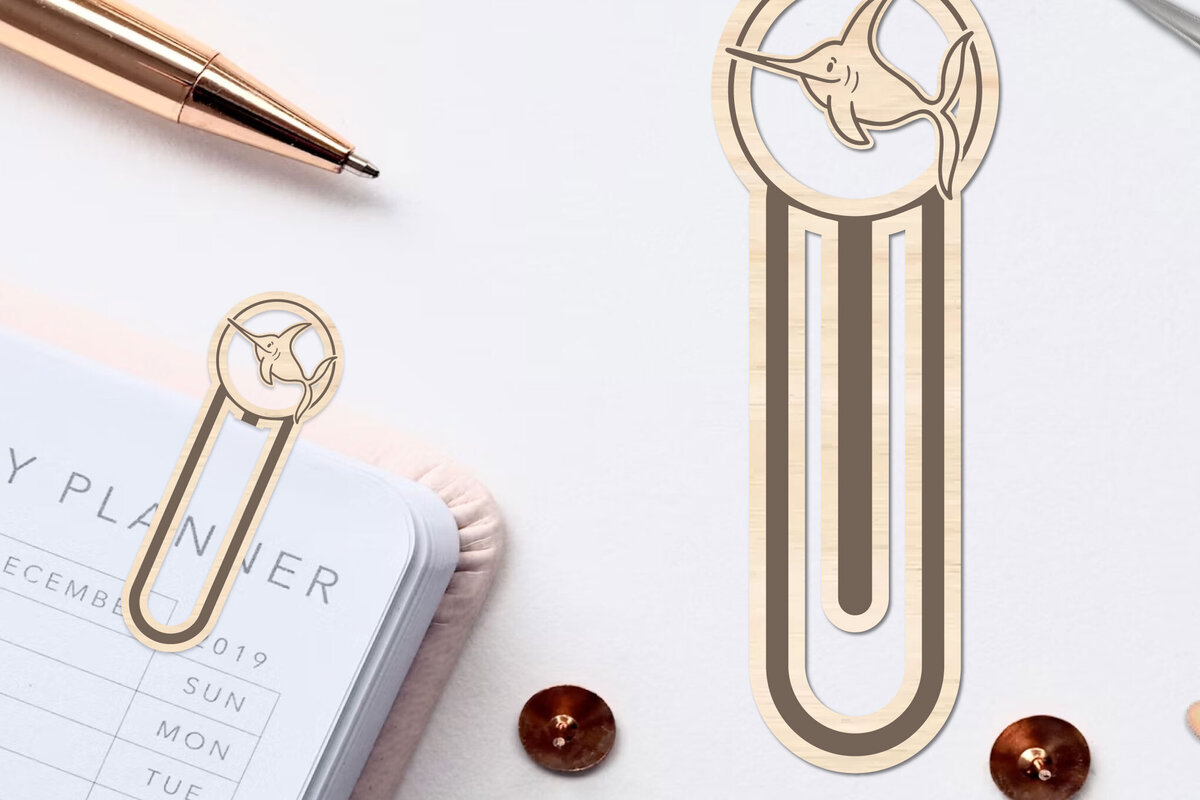 Σετ των 2 Intra απο ξύλο plywood 3mm-4mm πάχος – Θαλασσινό ζώο σελιδοδείκτης Χαρτοκόψιμο με λέιζερ Δίασταση  20x20 cm INTRAFABR-96564474