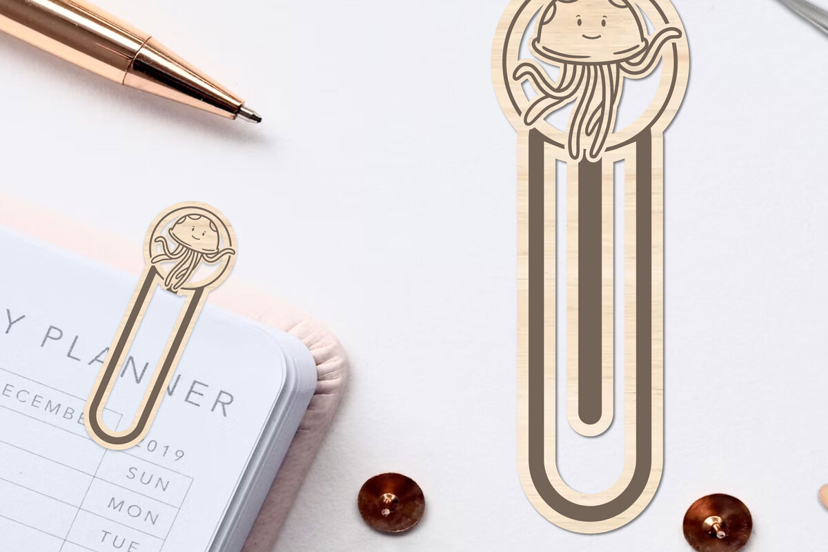 Σετ των 2 Intra απο ξύλο plywood 3mm-4mm πάχος – Θαλασσινό ζώο σελιδοδείκτης Χαρτοκόψιμο με λέιζερ Δίασταση  20x20 cm INTRAFABR-96563654