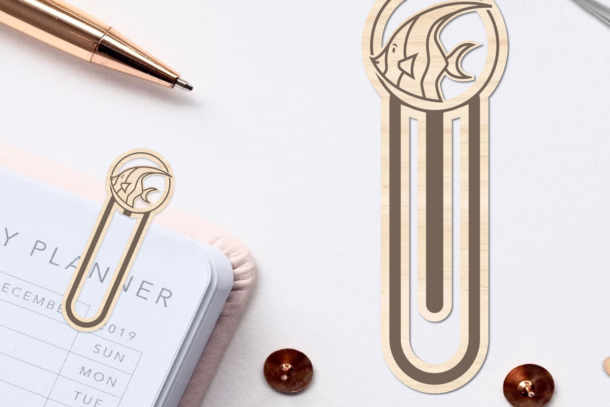 Σετ των 2 Intra απο ξύλο plywood 3mm-4mm πάχος – Θαλασσινό ζώο σελιδοδείκτης Χαρτοκόψιμο με λέιζερ Δίασταση  20x20 cm INTRAFABR-96564039