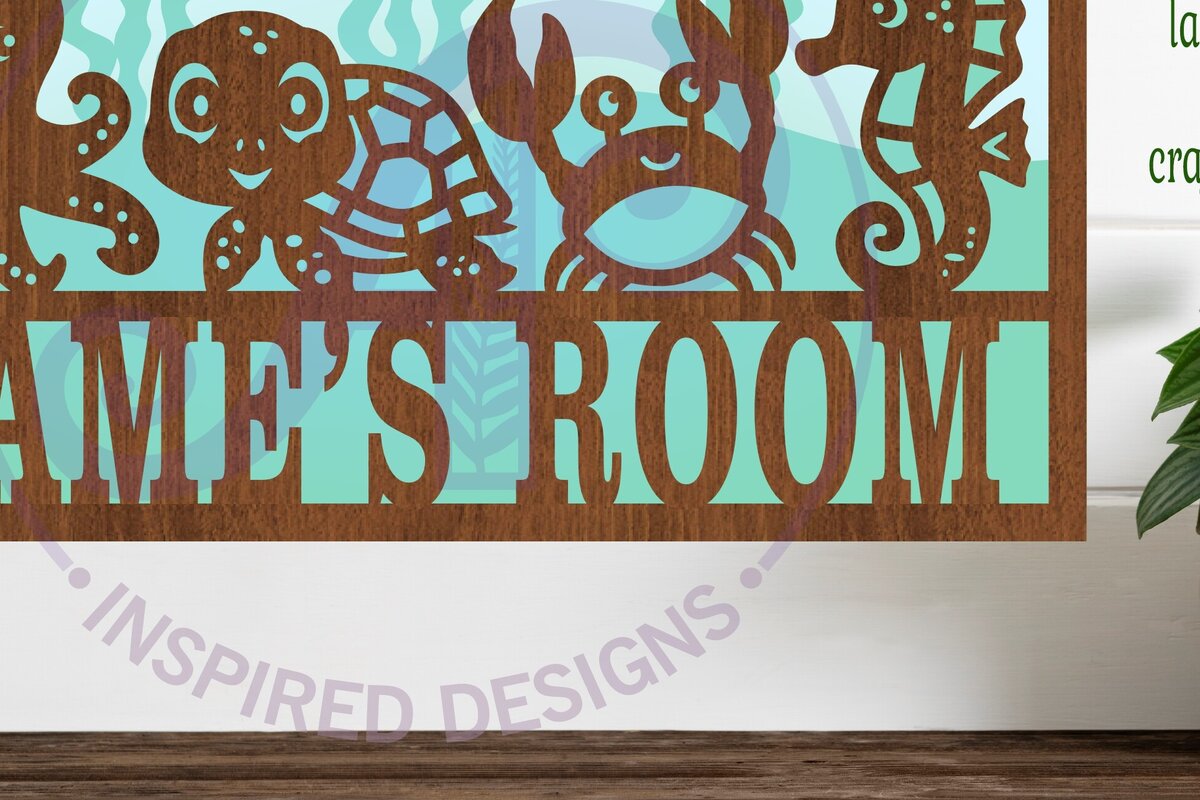 Σετ των 2 Intra απο ξύλο plywood 3mm-4mm πάχος – Πινακίδα ονόματος σκηνής θαλάσσιου ζώου 3 Layer Δίασταση  20x20 cm INTRAFABR-96776404