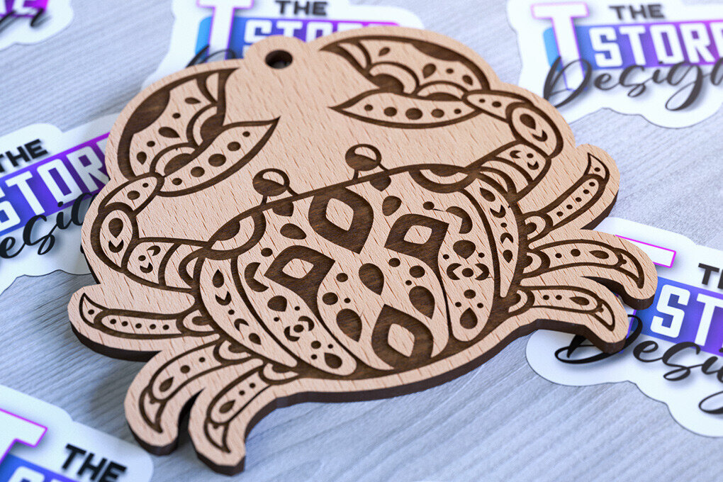 Σετ των 2 Intra απο ξύλο plywood 3mm-4mm πάχος – Στολίδια με θαλάσσια ζώα | Ωκεανός Δίασταση  20x20 cm INTRAFABR-93334839