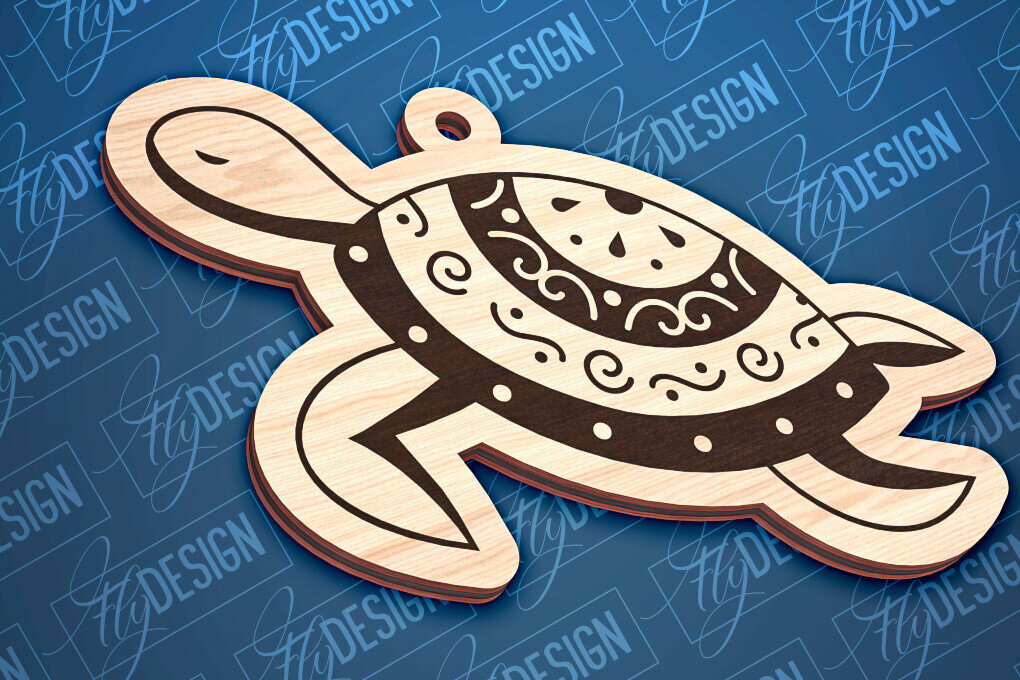 Σετ των 2 Intra απο ξύλο plywood 3mm-4mm πάχος – Στολίδια με θαλάσσια ζώα | Ωκεανός Δίασταση  20x20 cm INTRAFABR-93698901