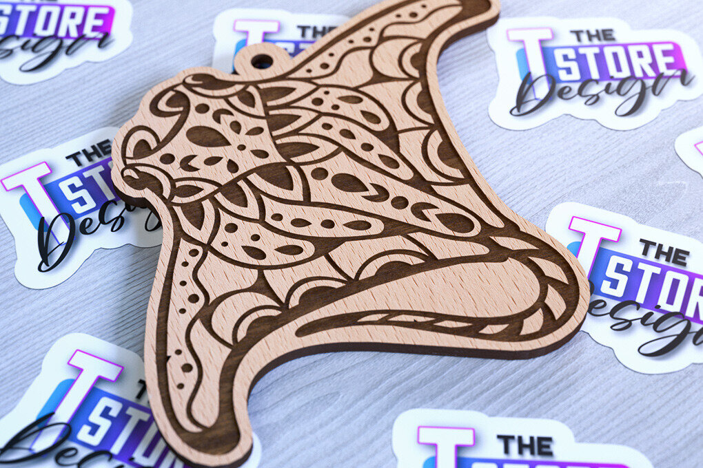 Σετ των 2 Intra απο ξύλο plywood 3mm-4mm πάχος – Στολίδια με θαλάσσια ζώα | Ωκεανός Δίασταση  20x20 cm INTRAFABR-93334818