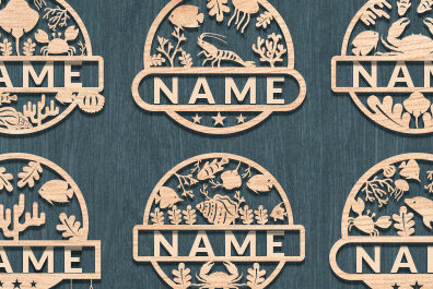 Σετ των 2 Intra απο ξύλο plywood 3mm-4mm πάχος – Sea Life Διακόσμηση Δωματίου Όνομα Πινακίδα Δίασταση  20x20 cm INTRAFABR-72793204