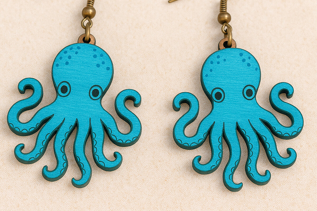 Σετ των 2 Intra απο ξύλο plywood 3mm-4mm πάχος – Sea Octopus Cut Laser Δίασταση  20x20 cm INTRAFABR-120915094