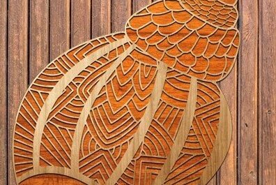 Σετ των 2 Intra απο ξύλο plywood 3mm-4mm πάχος – Sea Shell Δίασταση  20x20 cm INTRAFABR-32891587