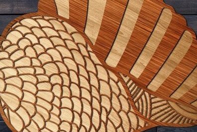 Σετ των 2 Intra απο ξύλο plywood 3mm-4mm πάχος – Sea Shell Δίασταση  20x20 cm INTRAFABR-32891594
