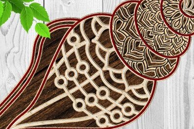 Σετ των 2 Intra απο ξύλο plywood 3mm-4mm πάχος – Sea Shell Δίασταση  20x20 cm INTRAFABR-34046231