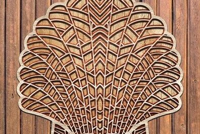 Σετ των 2 Intra απο ξύλο plywood 3mm-4mm πάχος – Sea Shell Δίασταση  20x20 cm INTRAFABR-32891580