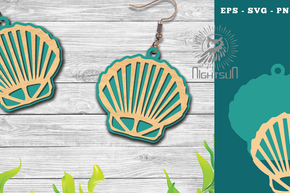 Σετ των 3 Intra απο ξύλο plywood 3mm-4mm πάχος – Σκουλαρίκια με λέιζερ Sea Shells 10 Δίασταση  5x5 cm INTRAFABR-113272636