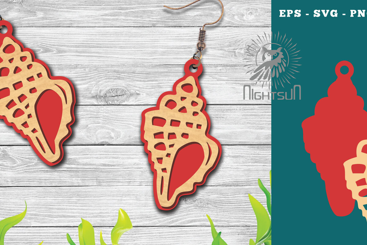 Σετ των 3 Intra απο ξύλο plywood 3mm-4mm πάχος – Σκουλαρίκια με λέιζερ Sea Shells 12 Δίασταση  5x5 cm INTRAFABR-113272742