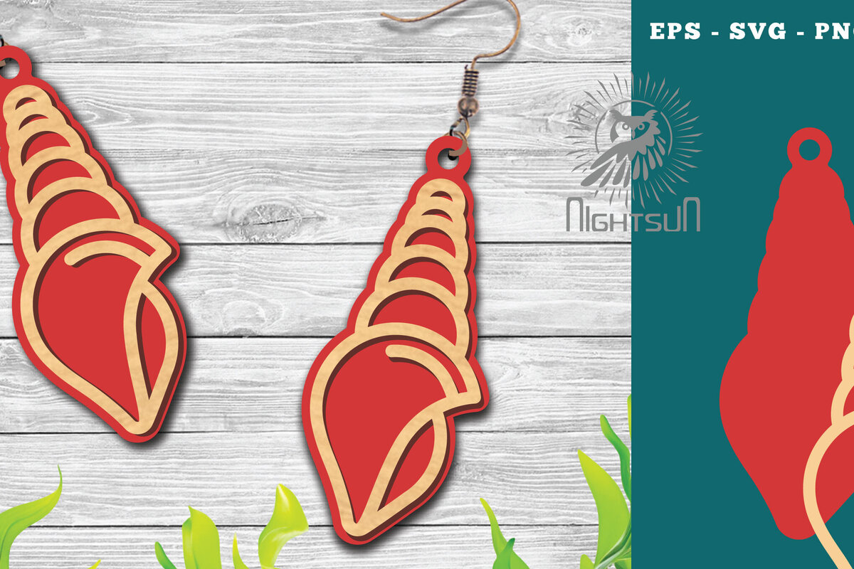 Σετ των 3 Intra απο ξύλο plywood 3mm-4mm πάχος – Σκουλαρίκια με λέιζερ Sea Shells 3 Δίασταση  5x5 cm INTRAFABR-113272176