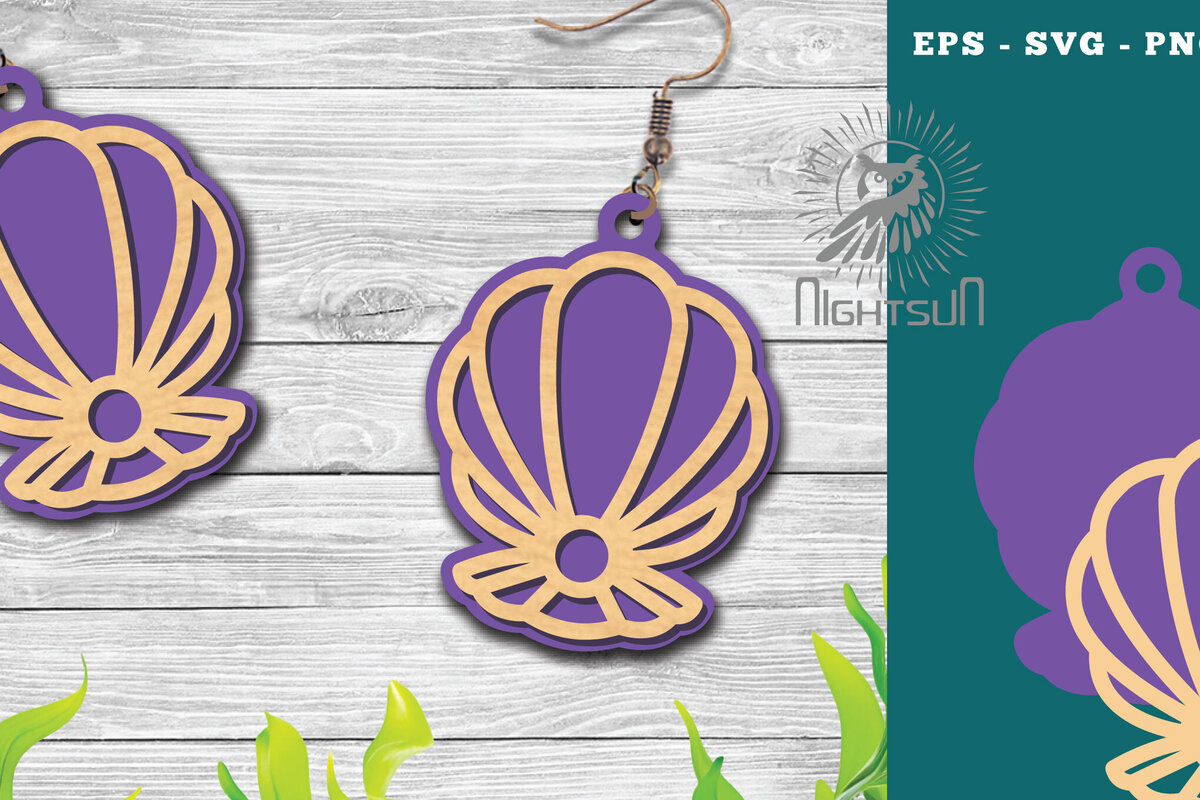 Σετ των 3 Intra απο ξύλο plywood 3mm-4mm πάχος – Σκουλαρίκια με λέιζερ Sea Shells 5 Δίασταση  5x5 cm INTRAFABR-113272315