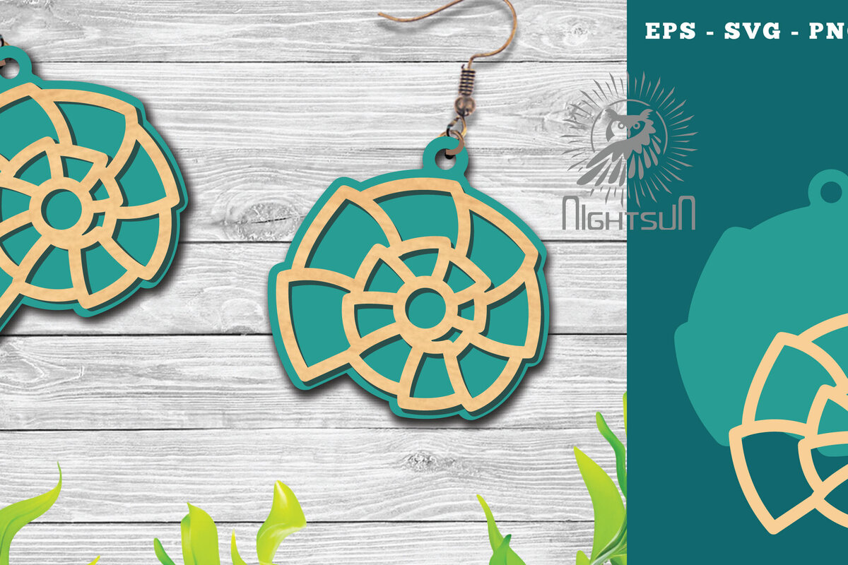 Σετ των 3 Intra απο ξύλο plywood 3mm-4mm πάχος – Σκουλαρίκια με λέιζερ Sea Shells 6 Δίασταση  5x5 cm INTRAFABR-113272376