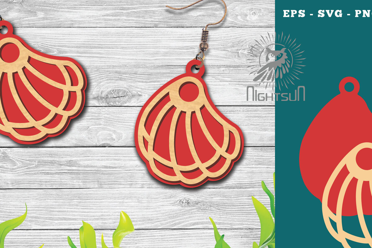 Σετ των 3 Intra απο ξύλο plywood 3mm-4mm πάχος – Σκουλαρίκια με λέιζερ Sea Shells 7 Δίασταση  5x5 cm INTRAFABR-113272407