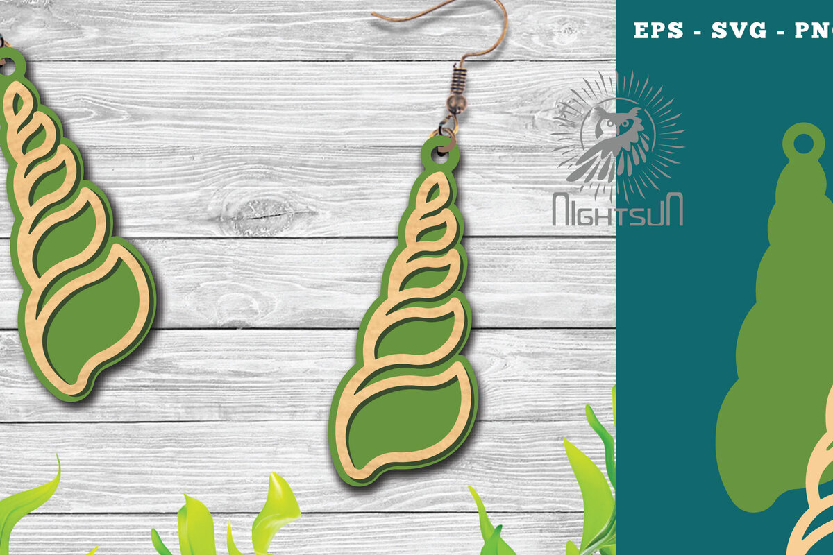 Σετ των 3 Intra απο ξύλο plywood 3mm-4mm πάχος – Σκουλαρίκια με λέιζερ Sea Shells 9 Δίασταση  5x5 cm INTRAFABR-113272577