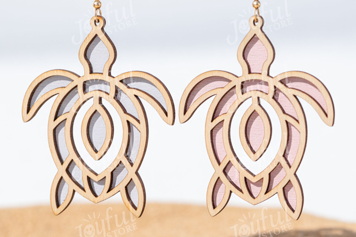 Σετ των 3 Intra απο ξύλο plywood 3mm-4mm πάχος – Σκουλαρίκια θαλάσσιας χελώνας Cut Laser Δίασταση  5x5 cm INTRAFABR-122250232