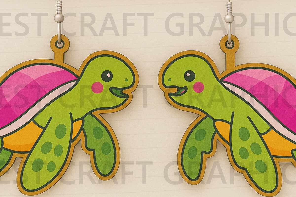 Σετ των 3 Intra απο ξύλο plywood 3mm-4mm πάχος – Σκουλαρίκια Sea Turtle Δίασταση  5x5 cm INTRAFABR-123333842